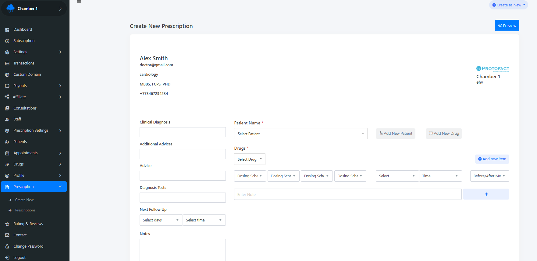 Doctor Prescription managment software